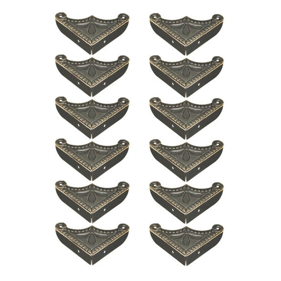 Unique Bargains Metal Desk Corner Protectors Table Edge Cover Guard 39x39x9mm Bronze Tone 12Pcs