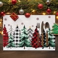 thumbnail image 2 of Christmas Placemats Set of 4, Xmas Tree Place Mats Red Black Buffalo Plaid Snowflakes Linen Placemat Table Decoration for Kitchen Table Dinner Xmas Holiday Party Home Decor Indoor Outdoor 13x19 Inch, 2 of 9