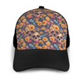 thumbnail image 3 of Naloa Skull daisy colorful Adult adjustable Print Baseball Hat, Patchwork curved brim baseball capfor Men and Women, One Size, 3 of 5