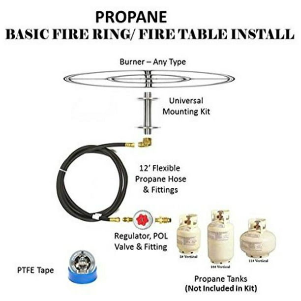 Complete 12 Basic Fire Pit Kit 316, Propane Fire Pit Burner Kit