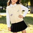 thumbnail image 3 of Cethrio Girls Sweater Vests, Sleeveless Buttons Knitted Stretchy Fall Winter Clothing Beige Size 7-8 T, 3 of 8