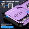 thumbnail image 5 of Heavy Duty Armor Case for iPhone 14 Pro with Slide Camera Cover & Magnetic Ring Stand Purple, 5 of 5