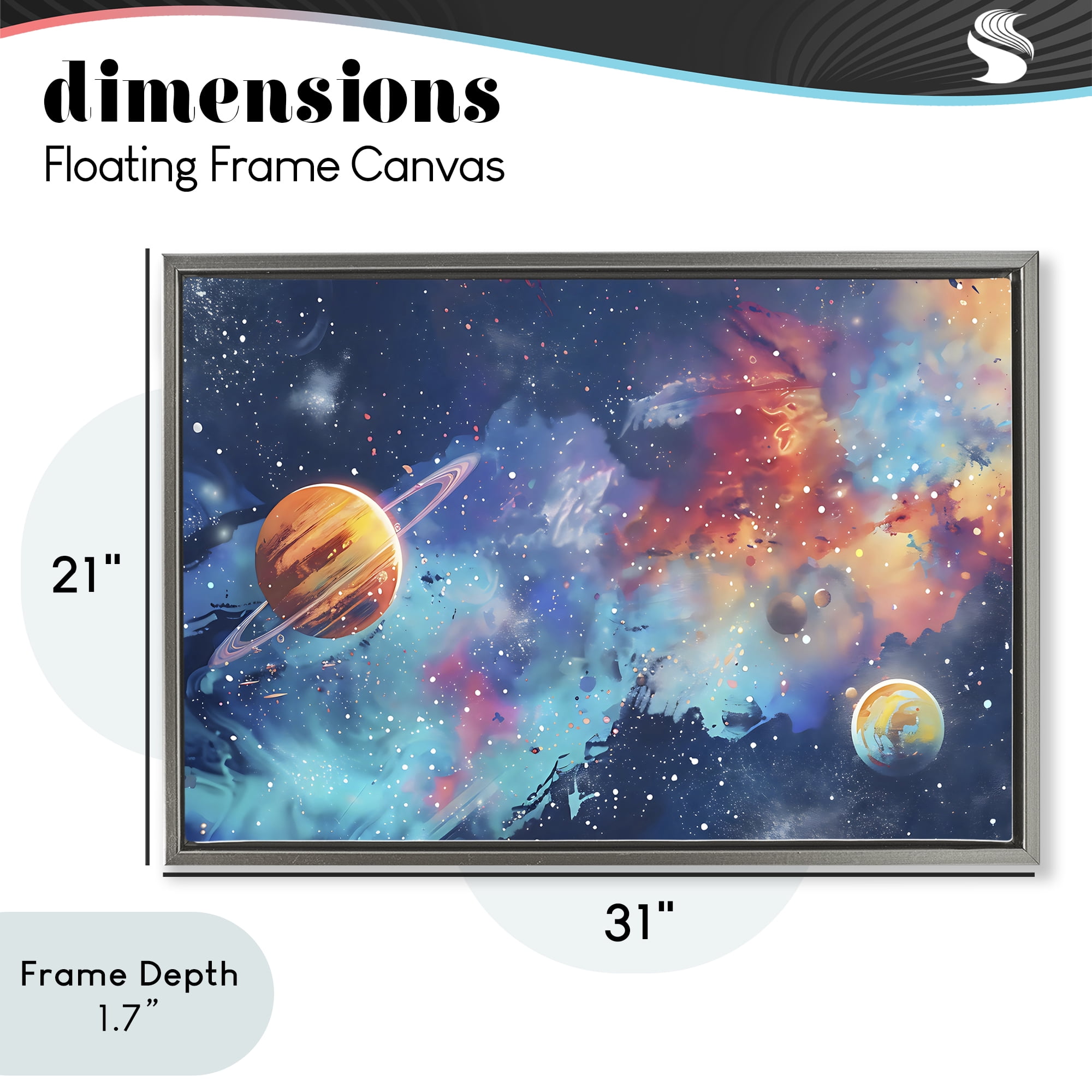 Stupell Industries Nebula Dreams Scattered Planets Gray Framed Floater Canvas Wall Art, design by Creative Studio
