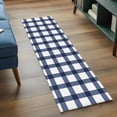 thumbnail image 4 of Navy Blue Plaid Check, Runner Rug 2x6 FT, Non Slip Hallway Carpet, Geometrical Abstract Lattice Washable Soft Floor Carpet Throw Runner Carpet Long Rug for Entryway Kitchen Bedside Sliding Door, 4 of 9