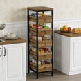 thumbnail image 2 of Gaderth 5 Tier Kitchen Storage Rack with Pull Out Drawers, Wooden Pantry Organizer Shelf with Metal Frame, Space Saving Storage Cabinet for Fruit, Vegetables, Snacks, Microwave, Living Room, 2 of 8