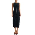 thumbnail image 3 of TaTaai Ladies Slim Fit Ribbed Knit Dress Sleeveless Crew Neck Button Front Solid Color Midi Office Casual Elegant Dress Gift, 3 of 5