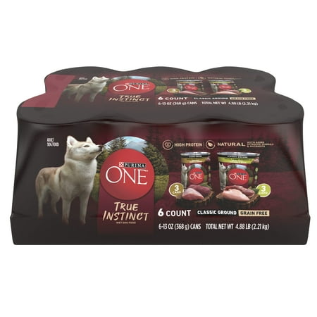 Purina ONE True Instinct Classic Ground Grain-Free Formulas With Real Turkey and Venison and With Real Chicken and Duck Wet High Protein Dog Food Variety Pack