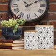 thumbnail image 2 of Round Ceramic Canister with Bamboo Lid and Star Lattice Design, Gloss White Finish -, 2 of 3