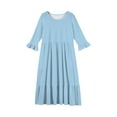 thumbnail image 5 of Abcomgle Girls Fall Dresses Size 7-8 Casual A-Line 3/4 Sleeve Girls Long Dresses Solid Color Crew Neck Sundresses Tiered Dresses with Pockets,5-6 Years Light Blue, 5 of 5