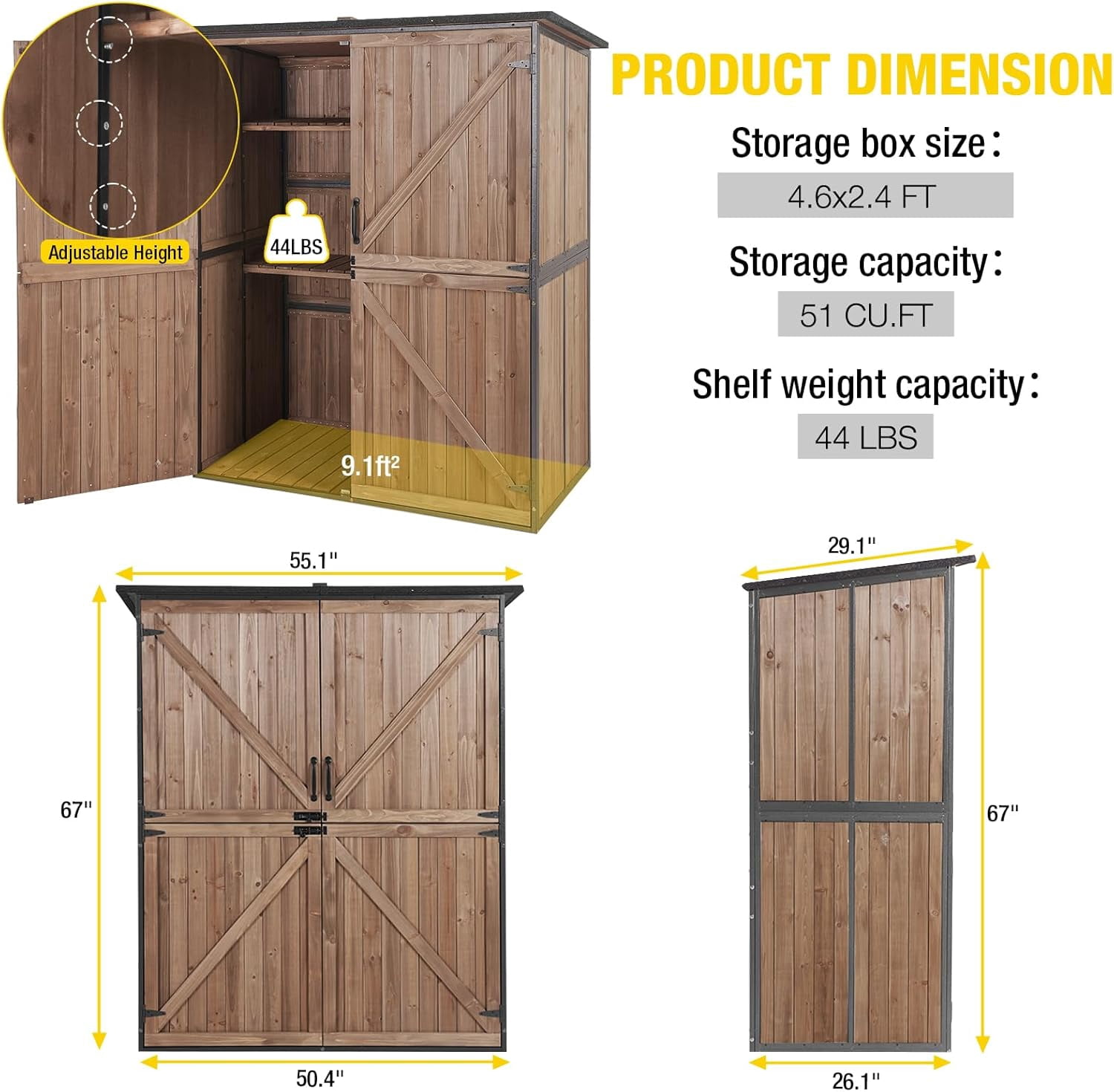 Aivituvin Outdoor Storage Shed Upgraded with Strong Metal Frame Garden Tool Shed Storage House Cabinet