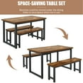 thumbnail image 3 of UHOMEPRO Kitchen Table Set with 2 Benches, 3 Piece Dining Room Sets, Modern Faux Wood Look Table Set with MDF Material and Metal Frame, Dining Table Set for Home, Brown, 3 of 8