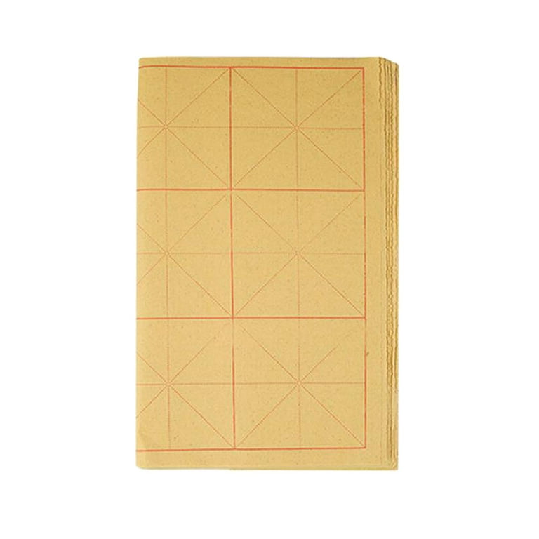 Rice Paper with Grids, Ink Writing Grid Sumi Paper, Xuan Paper for Practice Chinese Japanese Calligraph 7cm 15 Grids 50pcs, Yellow