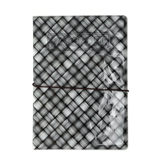 Ofertas Únicas 1 Pc Soporte de Pasaporte Duradero de Cuadrícula Woven para Documentos de Viaje Negro