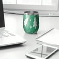 thumbnail image 3 of 12oz Stemless Wine Tumblers Green Christmas Tree Pattern Vacuum Insulated Stainless Steel Travel Tumbler Cups Mug with Lid and Straw for Champaign,Cocktail,Beer with Cleaning Brush, 3 of 5