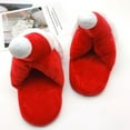 thumbnail image 4 of Pantuflas de algodón con todo incluido de dibujos animados, festivas, rojas, cálidas, antideslizantes, de algodón, para el hogar, pantuflas navideñas para personas mayores con todo incluido, 4 of 6