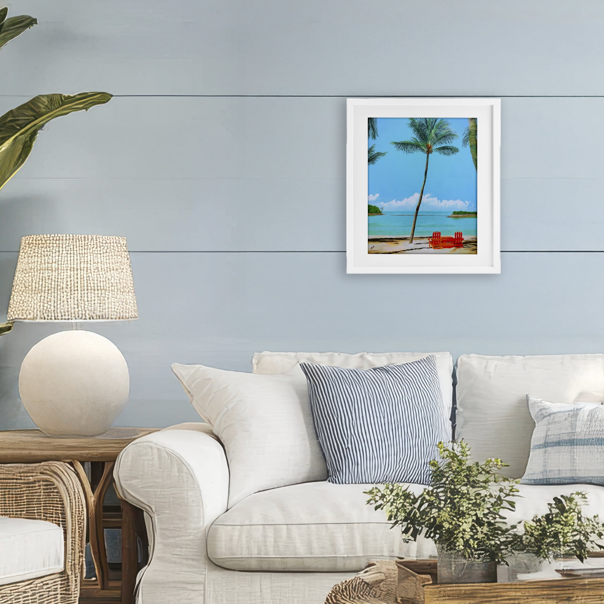 Stupell Industries Dreaming Of Palm Trees White Framed Print Under Glass, design by John Jaster