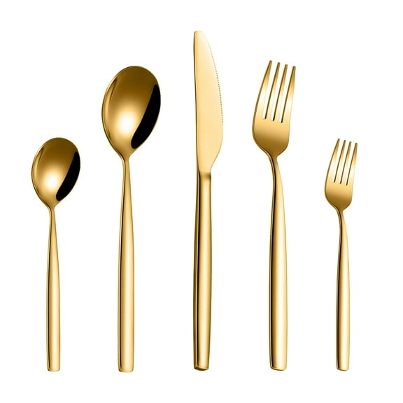 30 Pcs Gold Silverware Set,Food Stainless Steel Flatware Utensil Sets for 6,Gold Luxury Cutlery Set Includes Forks Spoons Knives,Mirror Polished,Dishwasher Safe