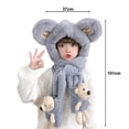 thumbnail image 2 of Ettsollp Kids Hat Earmuffs Kids Hat with Earmuffs Thickened Plush Warm Winter Scarf Gloves Set 3 1 Ear Protection Hat Cartoon Bear Decor Boys Girls Holiday Hat, 2 of 8