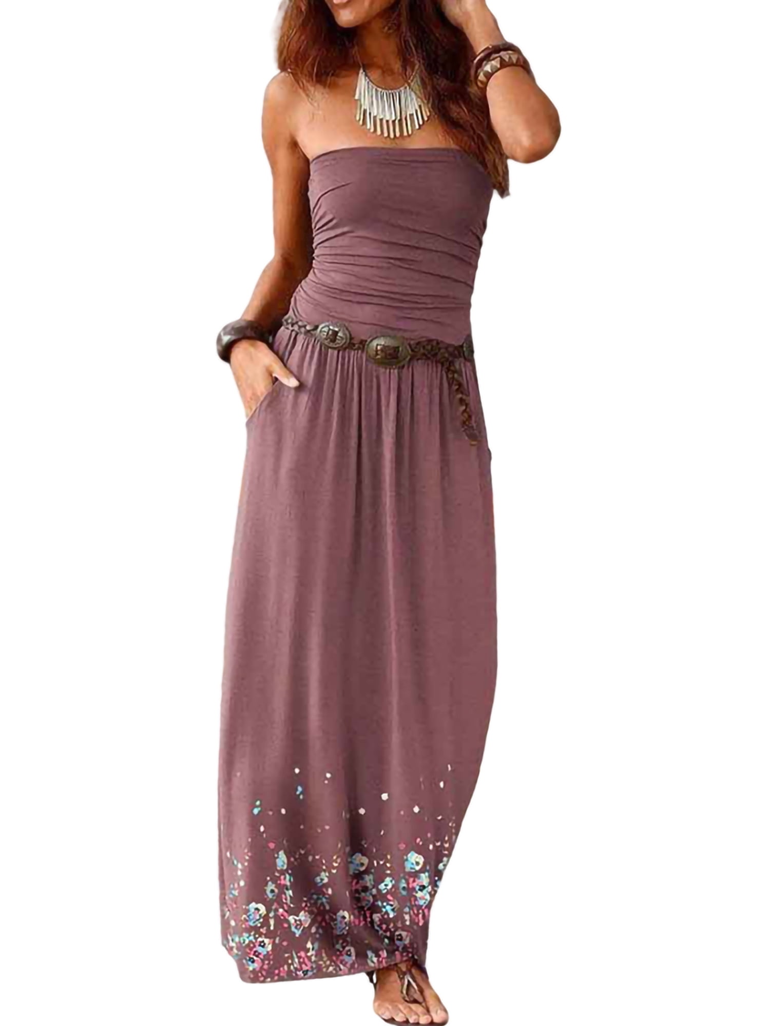 Sexy Strapless Purple Dresses