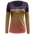 thumbnail image 5 of Fesfesfes Clearance Sweatshirt Tops for Women's Casual Tops Crewneck Color Matching Buttons Slim Long Sleeve Blouse, 5 of 5