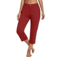 thumbnail image 6 of Yifymode Womens Pants Summer Casual High Waist Straight Leg Pants Loose Fit Lightweight Lounge Trousers with Pockets,Red S, 6 of 6