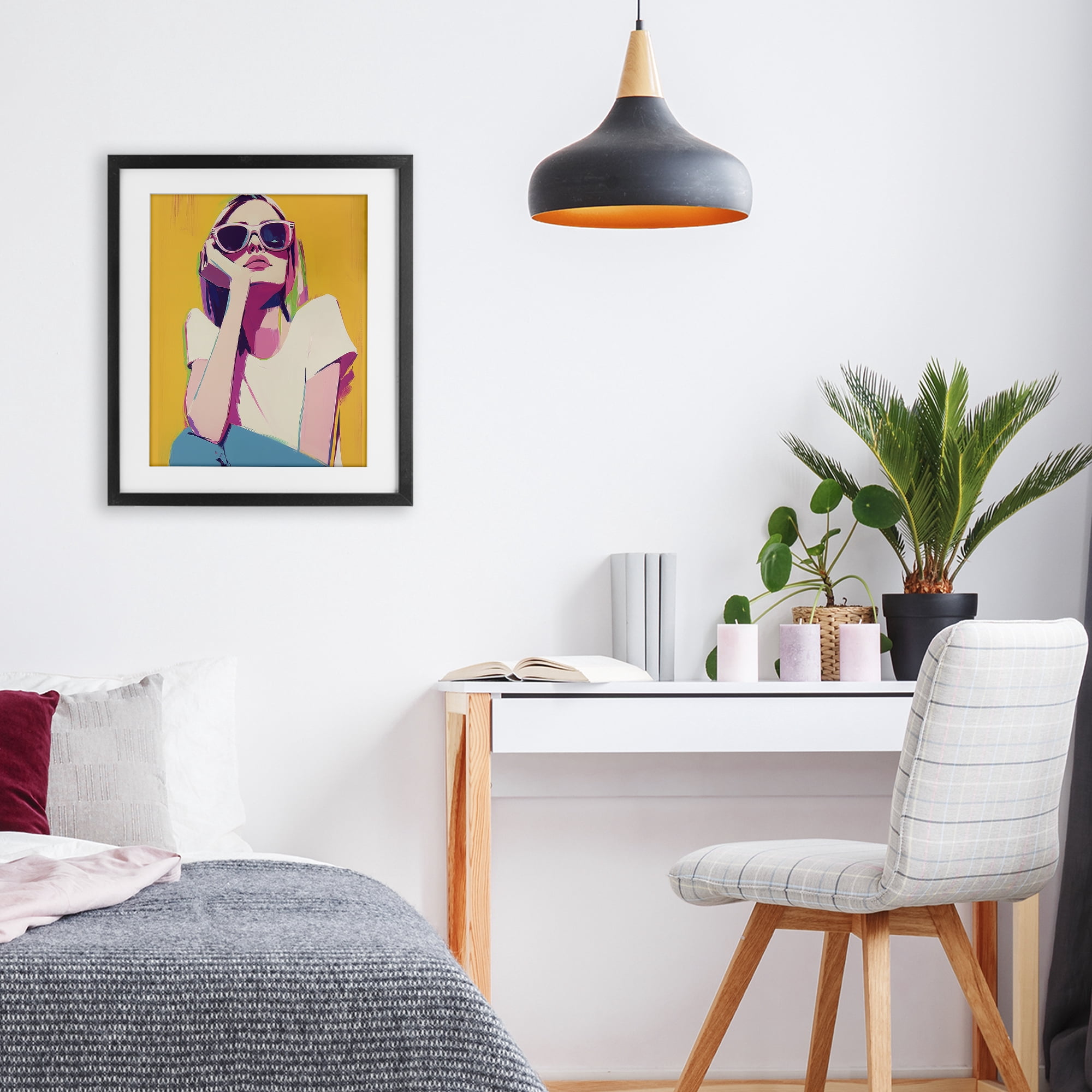 Stupell Industries Chroma Shades Girl Black Framed Print Under Glass, design by Walker Noble