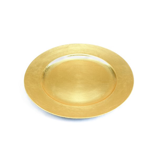 Melamine Lacquered Leaf Charger Plates in Gold Finish Set of 24 Brand Woodland
