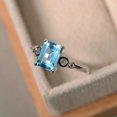 thumbnail image 1 of Swiss Blue Topaz,Solitaire Gemstone Silver Engagement Ring For Beloved, 1 of 5