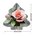 thumbnail image 3 of Vibrant Metal Hanging Christmas Tree Wind Spinner - Intricate Rose Design with Green Leaves Perfect for Garden Decor, 3 of 7