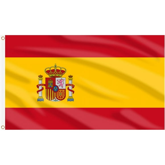 shiyou-2 Pcs Spain Flag Spanish Flag 3x5 Ft, Large Spain National Flags - Double Side with Brass Eyelets for Spanish Party Decorations, Bar Garden Street Decoration Indoor Outdoor