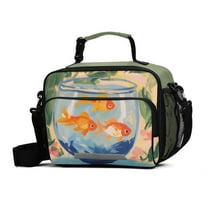 FORMRS Student Lunch Bag Insulated Reusable Cooler Box with Zipper Pockets, Blue Goldfish Bowl