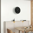 thumbnail image 6 of Clockswise 12-in Round Quartz Wall Clock Non-Ticking Battery Operated with Silent Sweep Movement, Aluminum Silver Frame, Perfect for Home Kitchen Office Living Room Study Hallway Classroom, Black Face, 6 of 8