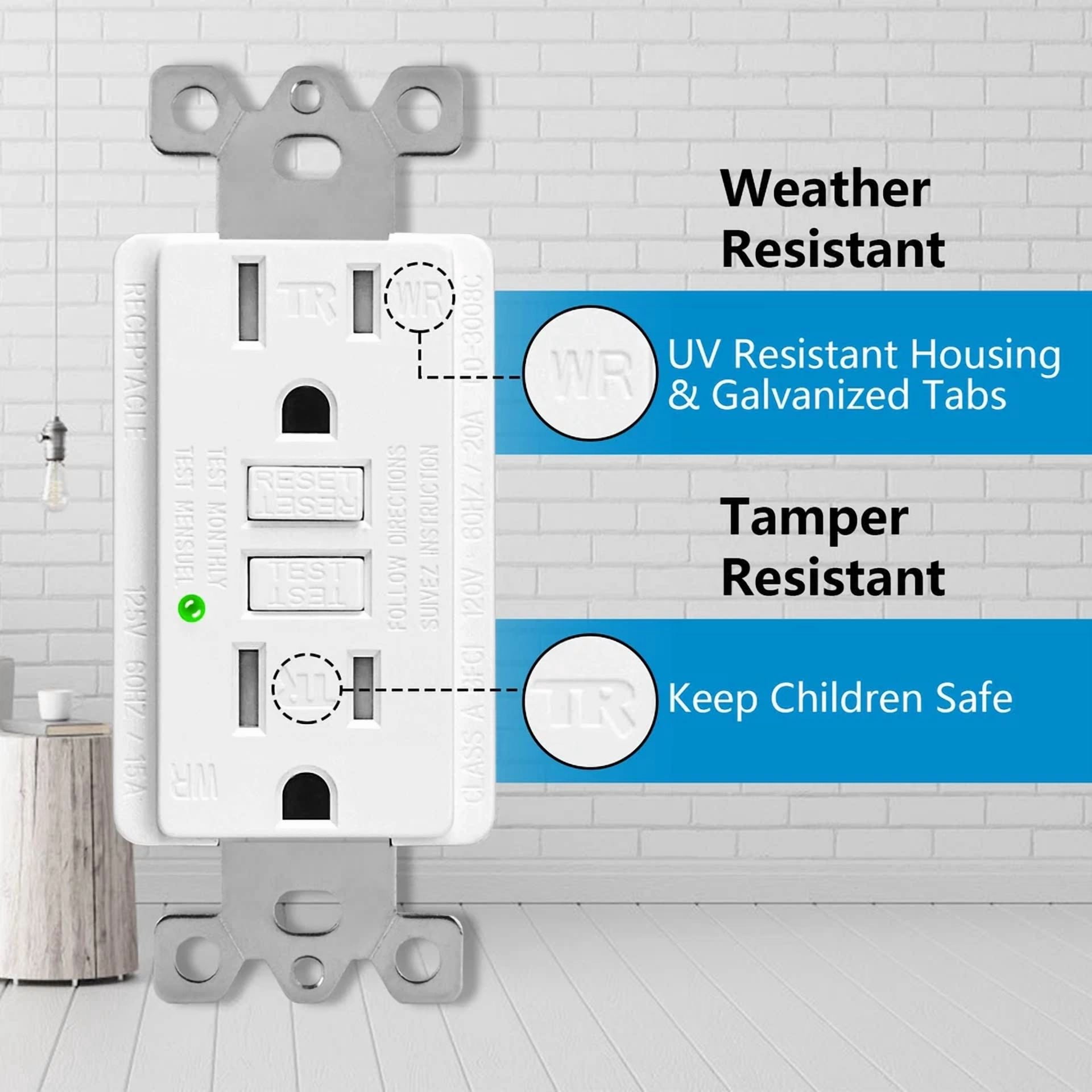 CIRCLE- 20A/125V Tamper Resistant Gfci Outlet Receptacles Led Indicator Etl Certified Us