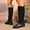 #263-Black, variant on Women's Fashion Casual Winter Boots - Retro Solid Color Chunky Heel Square Toe Pull-On Mid-Calf Boots for Daily Wear