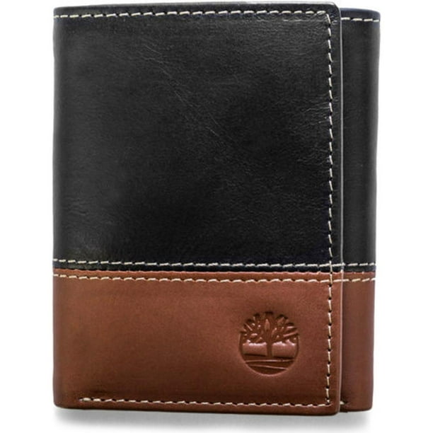 Cartera Timberland Trifold de piel para hombre, color negro/marrón