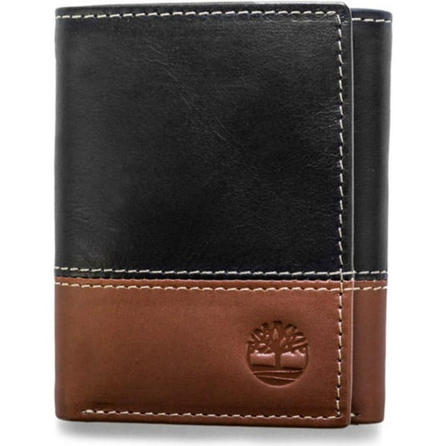 Cartera Timberland Trifold de piel para hombre, color negro/marrón