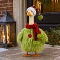 thumbnail image 6 of Christmas Porch Goose Outfits, Green Plush Christmas Goose Clothes Set, Cute Christmas Goose Costume for 23" Geese Statue Outdoor Patio Lawn Yard Decoration, 6 of 6