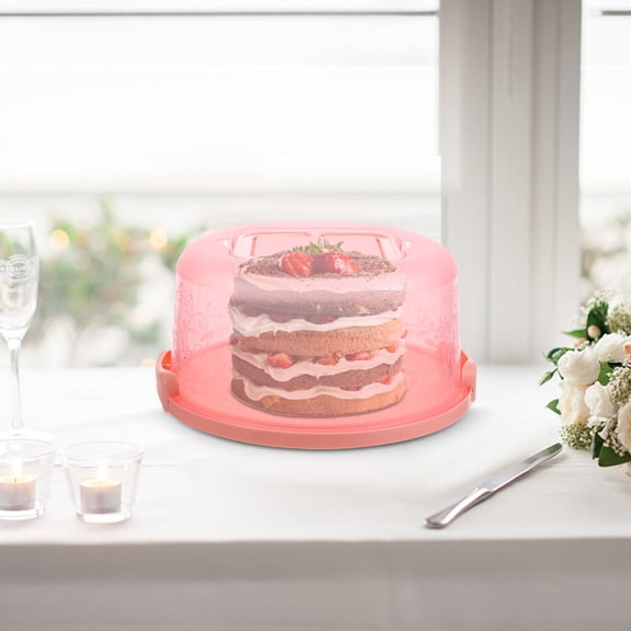 Soimiss Pink Plastic Cake Box for Storage and Parties Food Grade Transparent Design Simple Practical Round Cake Pc