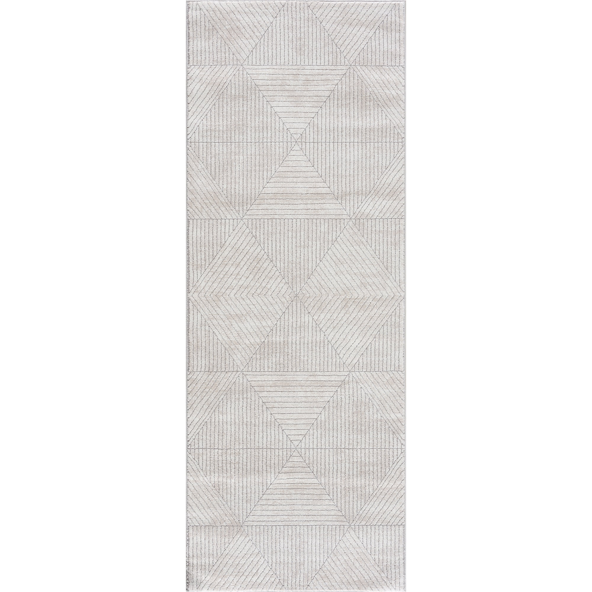 United Weavers Amir Nico Modern Geometric Runner Rug, White, 2'7" x 7'2"
