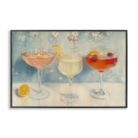 Stupell Industries Fun Fruity Cocktails Food & Beverage Painting Black Framed Art Print Wall Art, 18 x 12