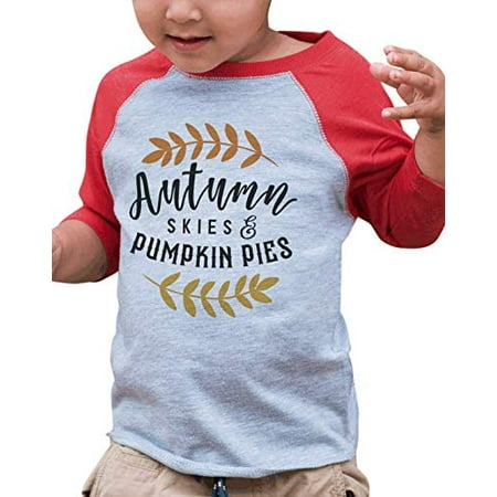 

7 ate 9 Apparel Kids Fall Autum Skies & Pumpkin Pies Raglan Red