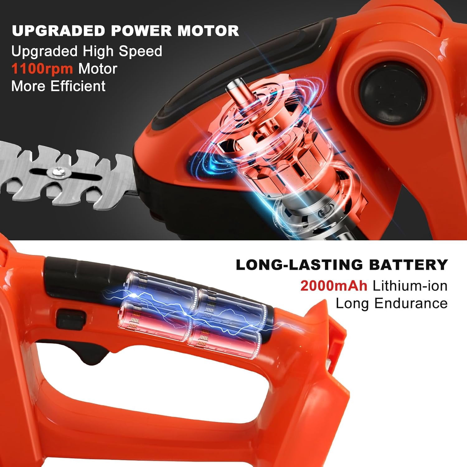 Hedge Trimmer Cordless 24V, 2-in-1 Grass Cutter & Shrub Trimmer, 90° Adjustable Head, Handheld for Lawn Edging Garden