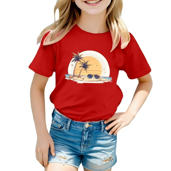 Clothes for Girls Cute Cartoon School Girls Boys T-Shirt Round Neck Summer Tops for Teen Girls Cute Shirts for Girls 5-6 Years Summer Clothes