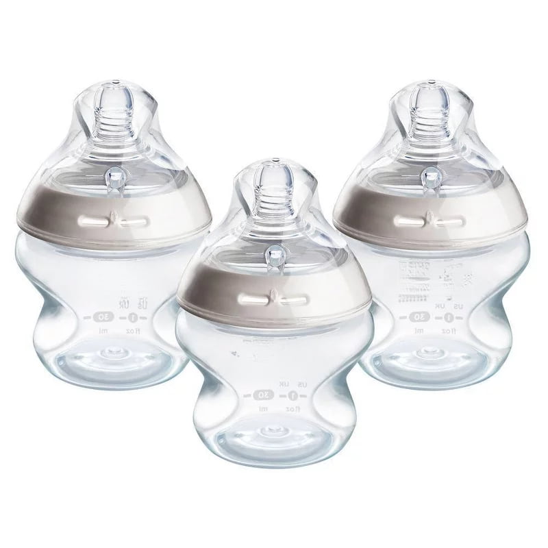 Slow-Flow Anti-Colic Baby Bottles, 5 fl oz 3-Pack, Breast-Like Nipple, BPA-Free, Silicone Material, Infant Feeding Bottles, Newborn Baby Bottles, Slow Flow Bottle Set