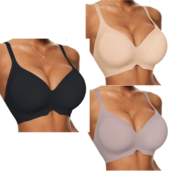 Antinious Women Seamless Bras Padded Cup Solid Soft Breathable Comfortable Cozy