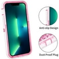 thumbnail image 2 of For Apple iPhone 15 Pro 6.1 inch Dual Layer Protective Shockproof Tough Defender Sparkling Liquid Glitter Heart Case Cover light Pink, 2 of 5