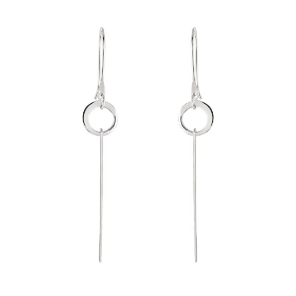 Sterling Silver Circle Bar Drop Earrings