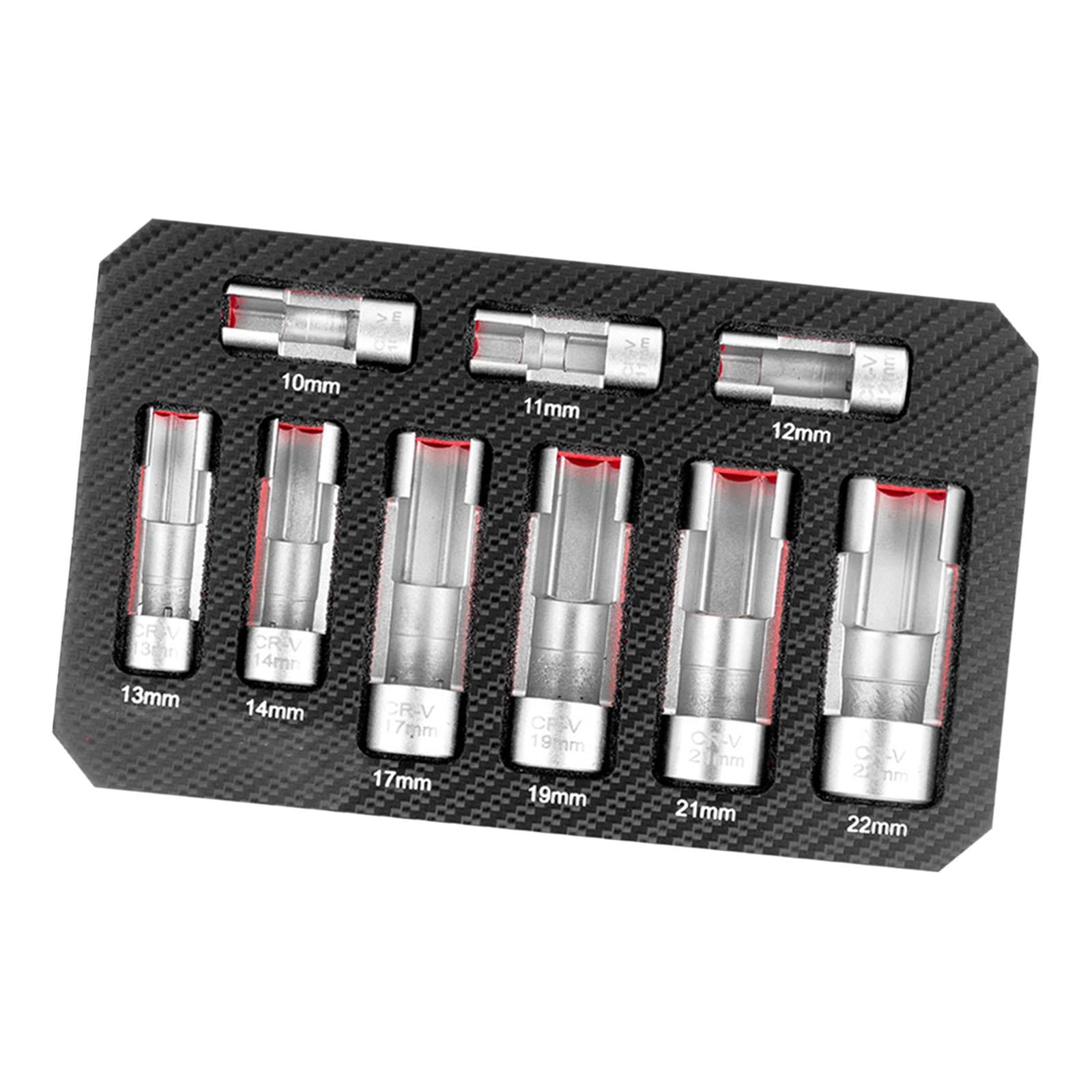 Miulika 9Pcs Oxygens Sensors Socket Line Socket Portable Spanner Socket Supplies Car with Storage Box Slotted Socket Wrench Tool