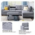 thumbnail image 5 of Sectional Sofa with Storage Ottoman and Reversible Chaise Lounge, L-Shaped Velvet Tufted Upholstered Couch with 2 Cup Holders Modern 3 Pieces Corner Sectional Sofa Set for Living Room, Antique Gray, 5 of 7