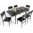 thumbnail image 5 of Noelse 63" Dining Table Set for 4-6 People, 7-Piece Extendable Kitchen Table Set with 6 Padded Chairs, Modern Dining Room Set for Small Space, Black, 5 of 10